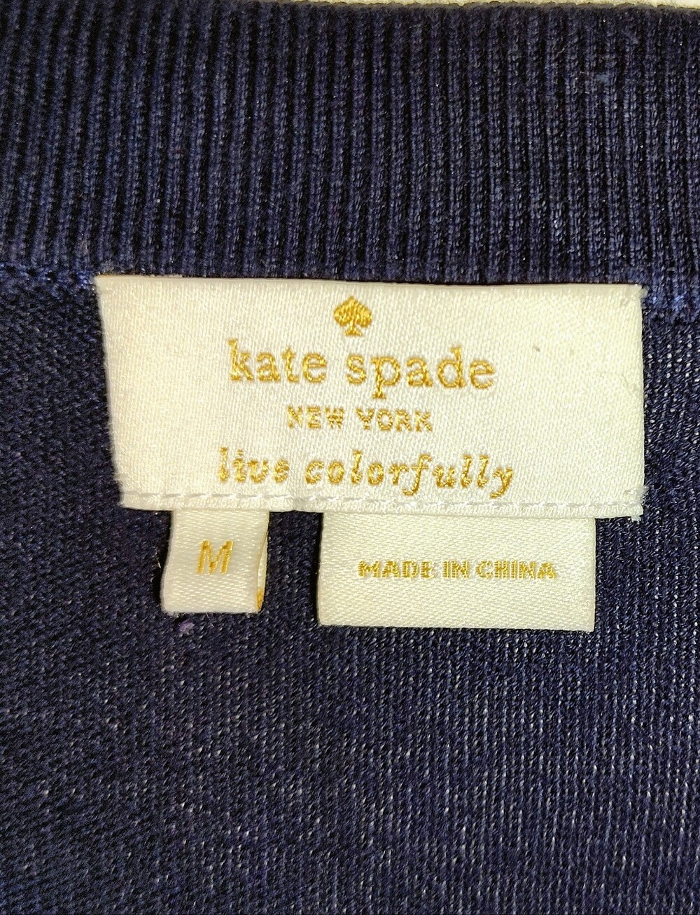 Kate Spade New York Navy Blue Studded Cardigan Button-up Sweater Size Medium - Picture 11 of 11